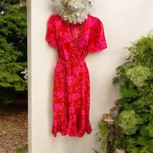 PRETTYGARDE Women's Red Wrap Maxi Dress – Casual Boho Floral V-Neck  NWT